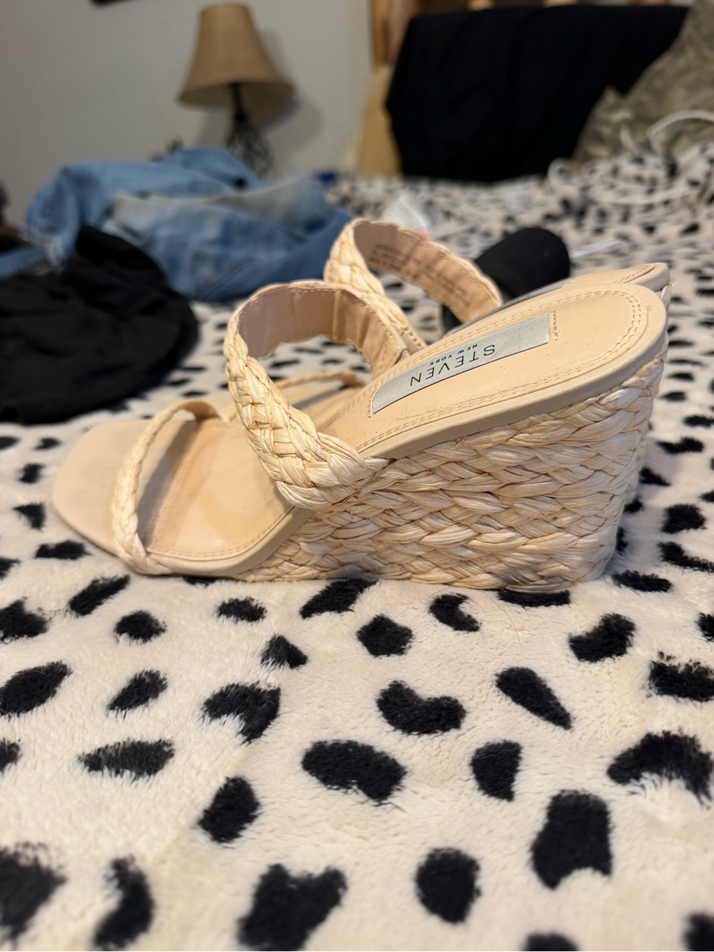 Steven By Steve Madden Braided Cream Wedge Sandals